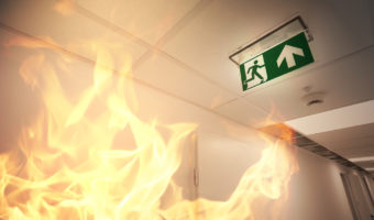 Blazing fire in corridor